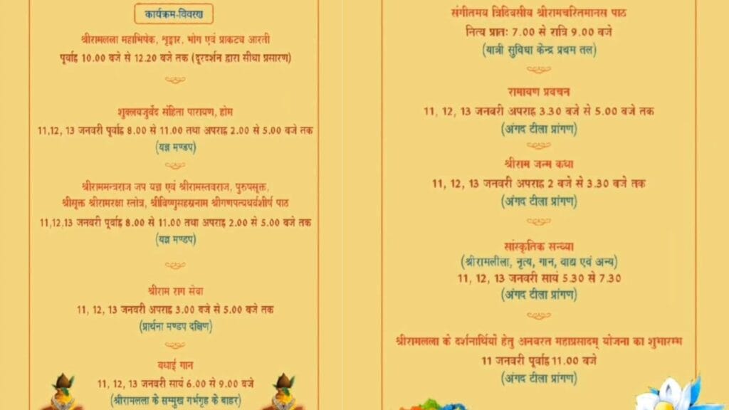 Ram Mandir Events List
