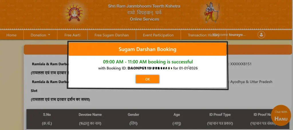 Sugam Pass Booked